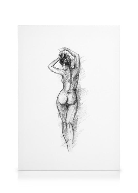 Canvas Schilderijen Posing Sketch Canvas (30x40 cm - Fotolijst Zwart)
