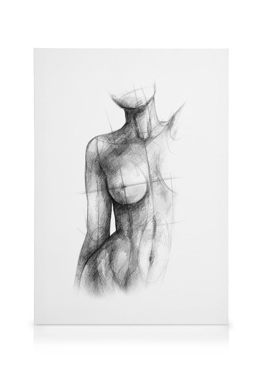 Obrazy na płótnie Incomplete Sketch Obraz na płótnie (30x40 cm - Czarna ramka)