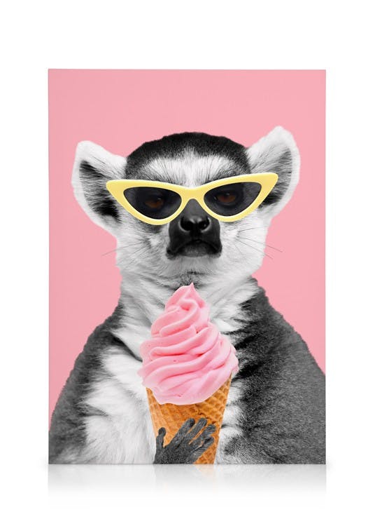Canvastavlor Lemur With Ice Cream Canvastavla (30x40 cm)