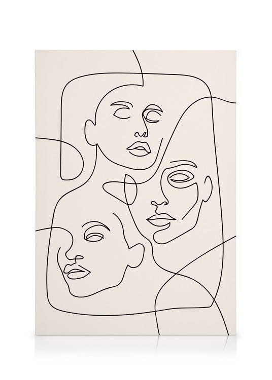 The Three Faces Line Art Obraz na plátne (30x40 cm)