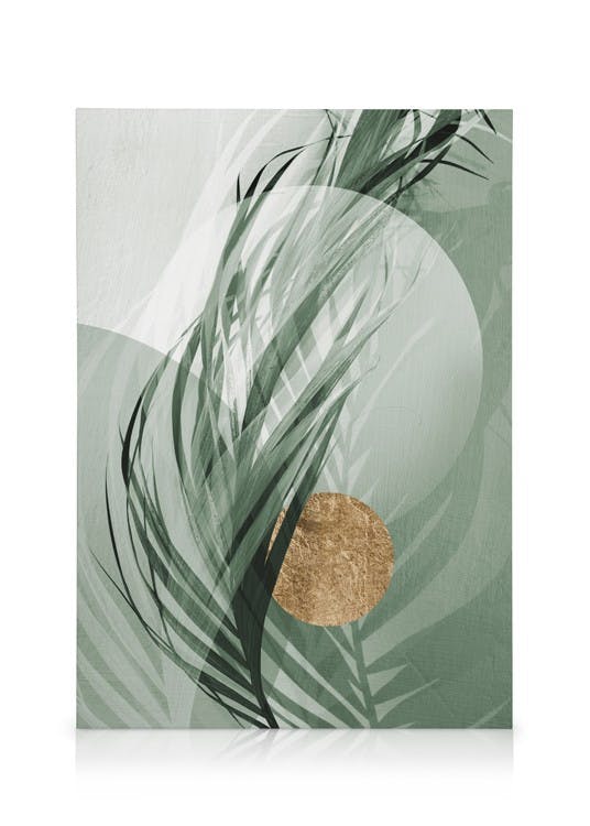 Canvas Schilderijen Graphic Palm Leaf No1 Canvas (30x40 cm - Fotolijst Eiken)