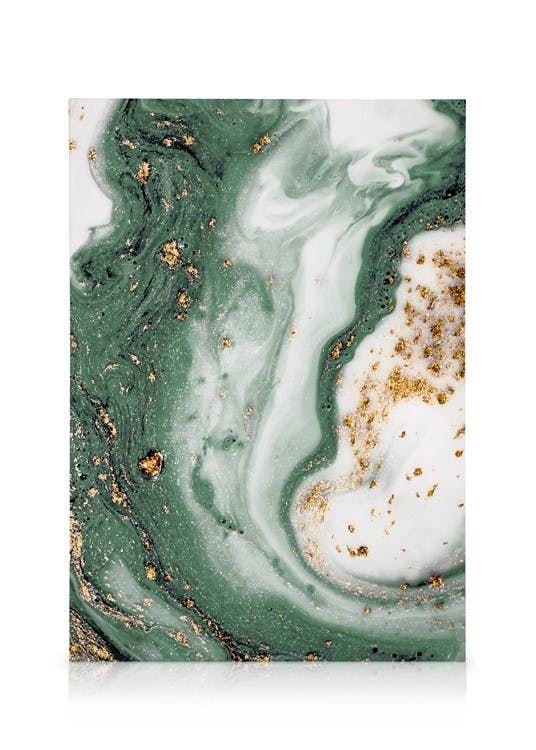 Canvas Prints Green and Gold Swirl Canvas print (30x40 cm - Black Frame)