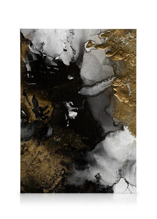 Black & Gold Tableau sur toile (30x40 cm - Cadre noir) - Art abstrait