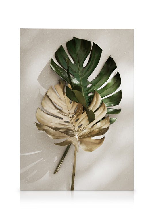 Canvas Prints Gold Monstera No1 Canvas print (70x100 cm - Black Frame)