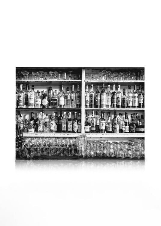 Canvas Schilderijen In the Bar Canvas (50x70 cm - Fotolijst Eiken)
