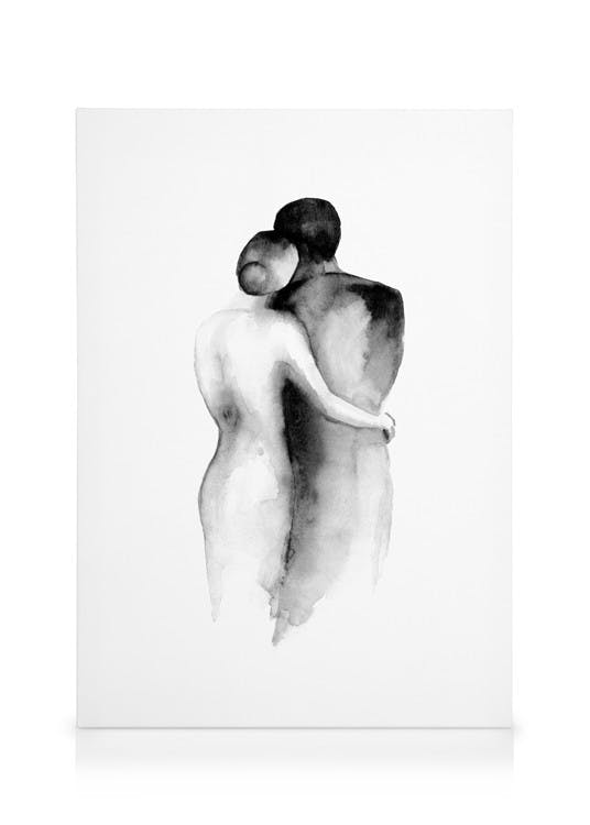 Canvas Prints Watercolor Embrace Canvas print (30x40 cm - Oak Frame)
