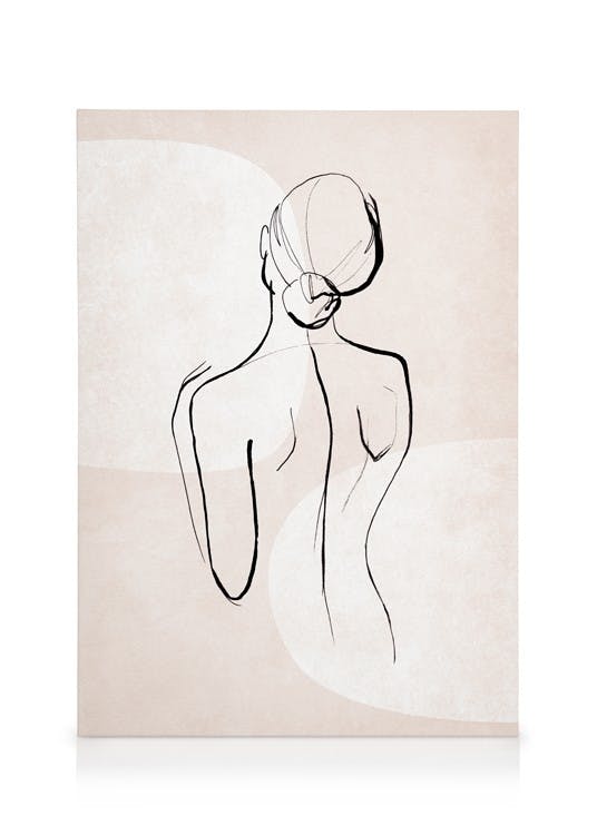 Canvas Schilderijen Female Sketch Forms No1 Canvas (30x40 cm - Fotolijst Eiken)