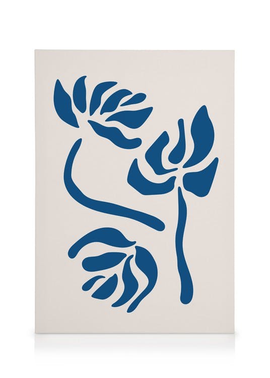 Blue Graphic Flowers Obraz na plátne (30x40 cm)