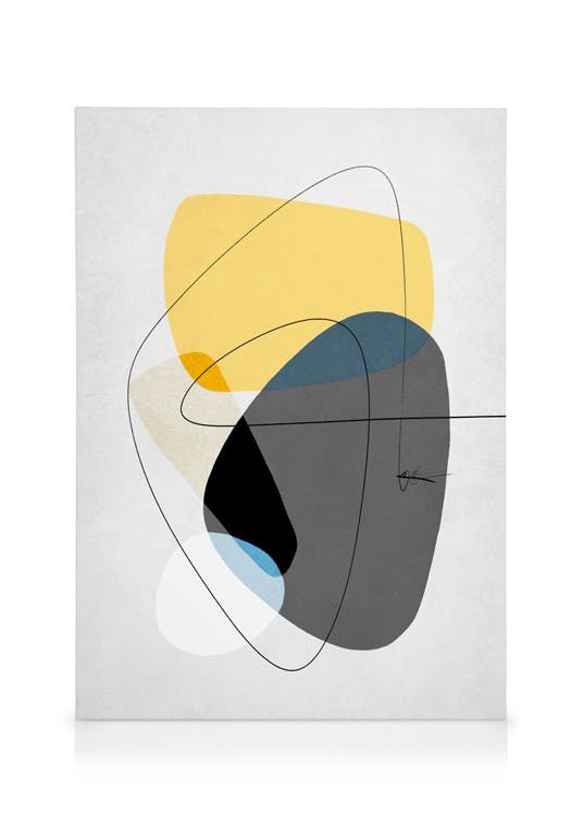 Contemporary Yellow No2 Tableau sur toile (50x70 cm - Cadre noir) - Art abstrait