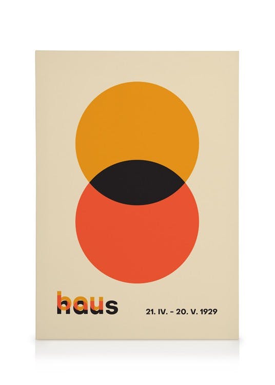 Canvas Schilderijen Bauhaus Circles Canvas (30x40 cm - Fotolijst Eiken)