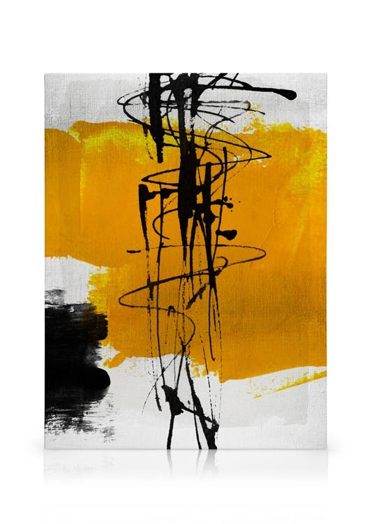 Yellow Abstract No1 Tableau sur toile (30x40 cm - Cadre noir) - Art abstrait