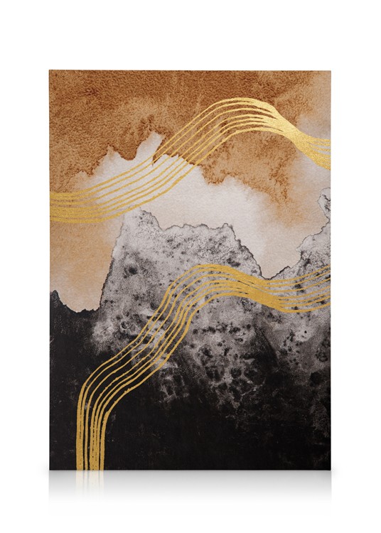 Abstract Watercolor Mountain Canvas Gold lines