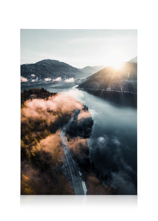 Canvas Prints Clouds Over Lake Canvas print (50x70 cm - Oak Frame)