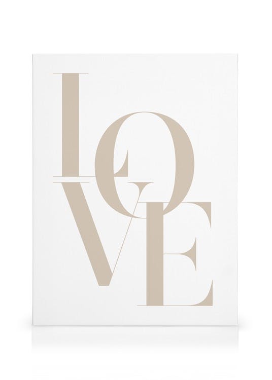Canvas Prints Love Beige Canvas print (30x40 cm - Black Frame)