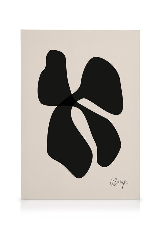 Monochrome Abstract No1 Lerret (30x40 cm - Svart Ramme)