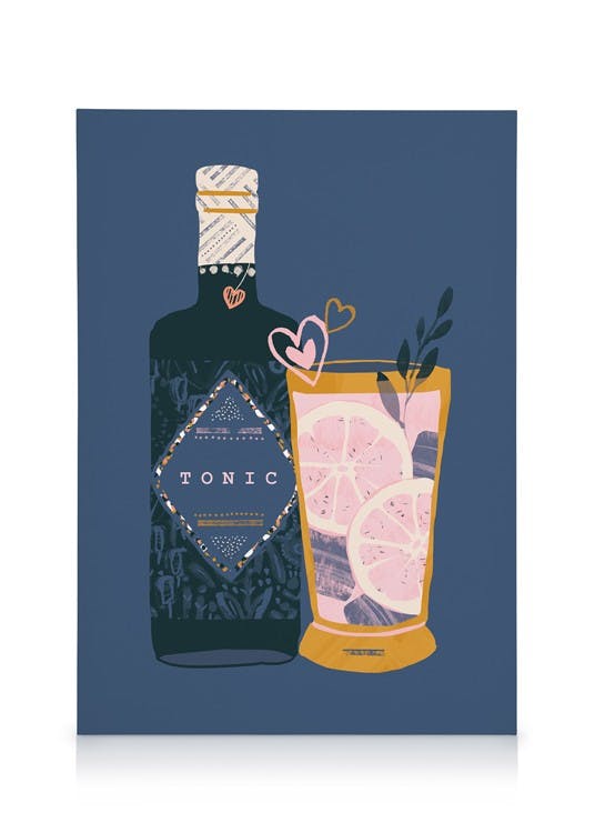 Time For Gin B Tableau sur toile (30x40 cm - Cadre noir) - Toiles