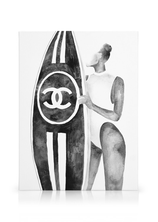 Chanel Surfing by Martina Pavlova Fine Art Paper Poster ( Sports > Surfing art) - 24x16x.25