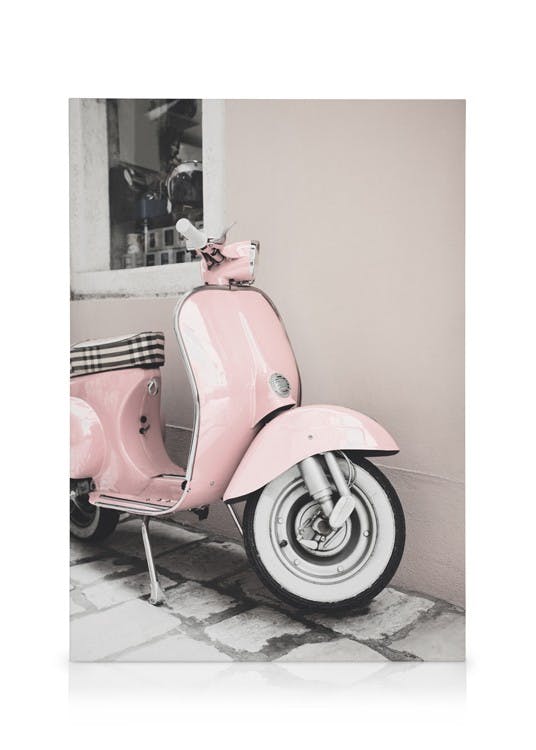 Canvas Prints Pink Scooter Canvas print (30x40 cm - Oak Frame)