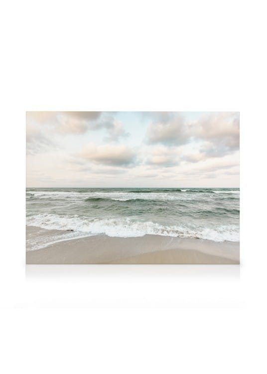Canvas Prints Jade Green Waves Canvas print (50x70 cm - Oak Frame)