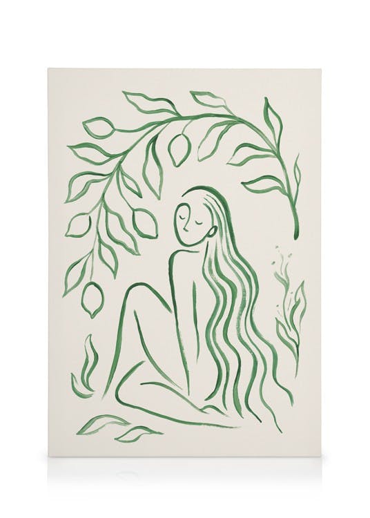 Into the Green No1 Tableau sur toile (30x40 cm - Cadre de chêne) - Plantes vertes