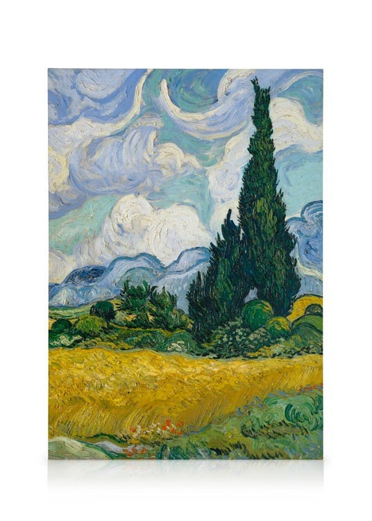 Obrazy na płótnie Van Gogh - Wheat Field with Cypresses Obraz na płótnie (50x70 cm - Czarna ramka)