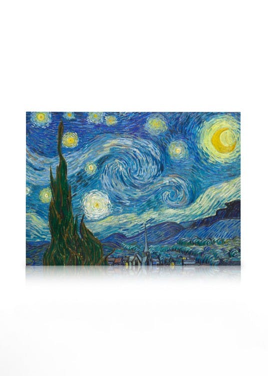 Van Gogh - The Starry Night Landscape Toile (30x40 cm - Cadre de chêne) Toiles