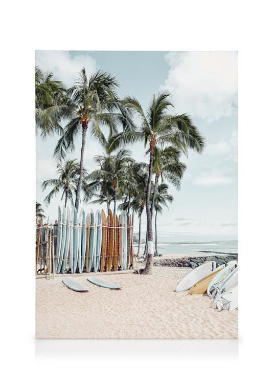 Canvas Prints Waikiki Surfing Canvas print (30x40 cm - Black Frame)