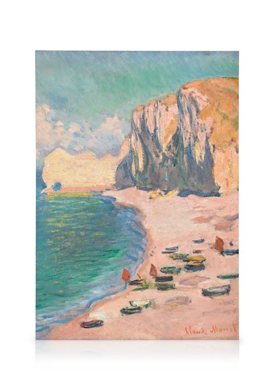 Monet - Étretat- The Beach and the Falaise d'Amont Toile (30x40 cm - Cadre de chêne) - Toiles