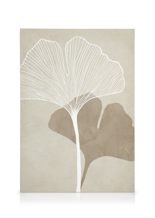 Double Ginkgo Toile (50x70 cm - Cadre noir) - Plantes vertes