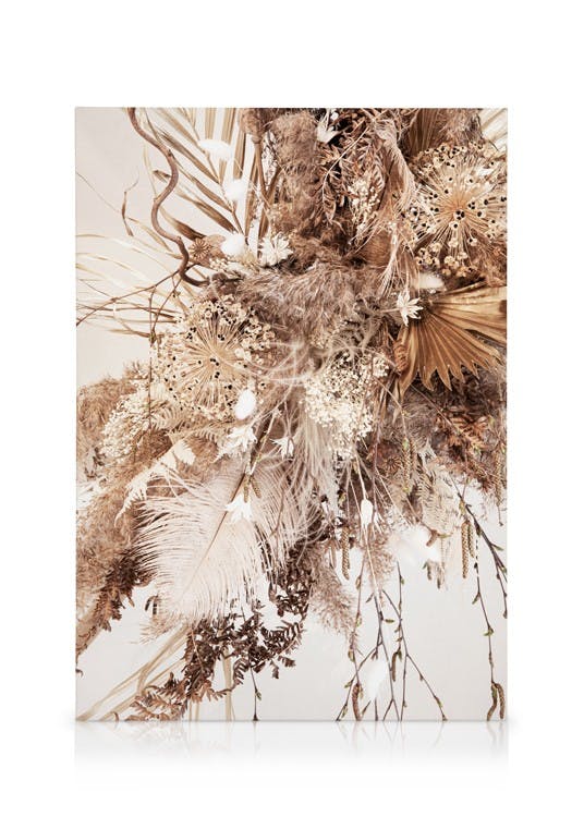 Dried Dream Beige No1 Tableau sur toile (30x40 cm - Cadre noir) - Plantes vertes