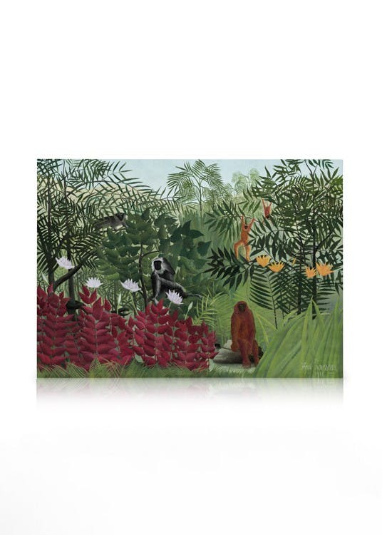 Canvas Schilderijen Rousseau - Tropical Forest with Monkeys Canvas (30x40 cm - Fotolijst Zwart)