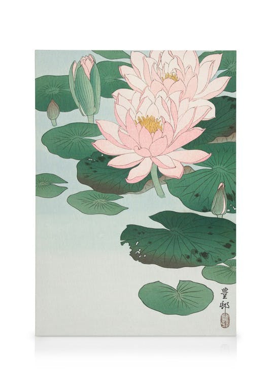 Canvas Prints Ohara Koson - Water Lily Canvas print (50x70 cm - Black Frame)