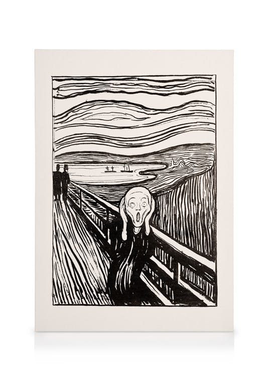 Canvastavlor Edvard Munch - The Scream Canvastavla (50x70 cm - Svart ram)