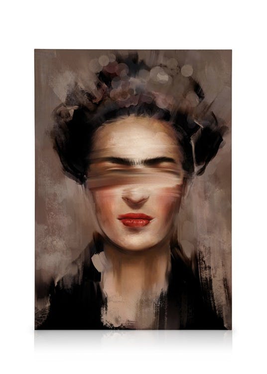 Canvas Prints Kahlo in Beige Canvas print (70x100 cm - Oak Frame)
