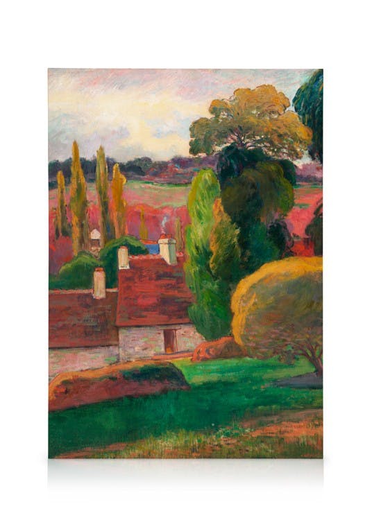Paul Gauguin - A Farm in Brittany Obraz na plátne (50x70 cm - Čierny rám)