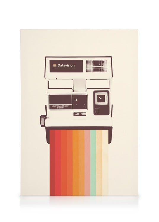 Canvas Schilderijen Florent Bodart - Instant Camera Rainbow Canvas (50x70 cm - Fotolijst Eiken)