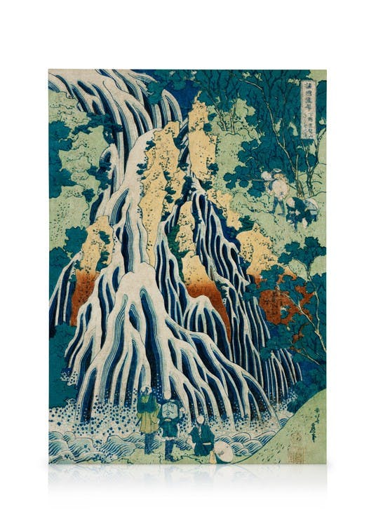Canvas Schilderijen Hokusai - Kirifuri Waterfall at Kurokami Mountain Canvas (30x40 cm - Fotolijst Eiken)