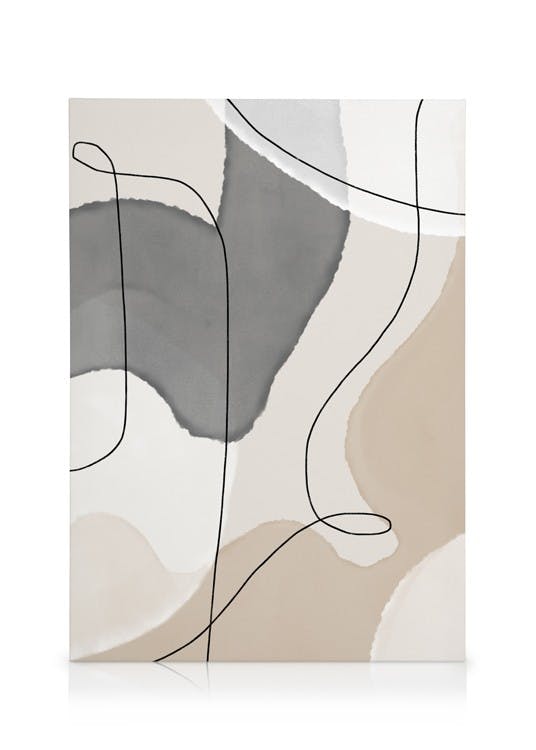 Canvas Schilderijen Shapes and Lines No2 Canvas (30x40 cm - Fotolijst Eiken)
