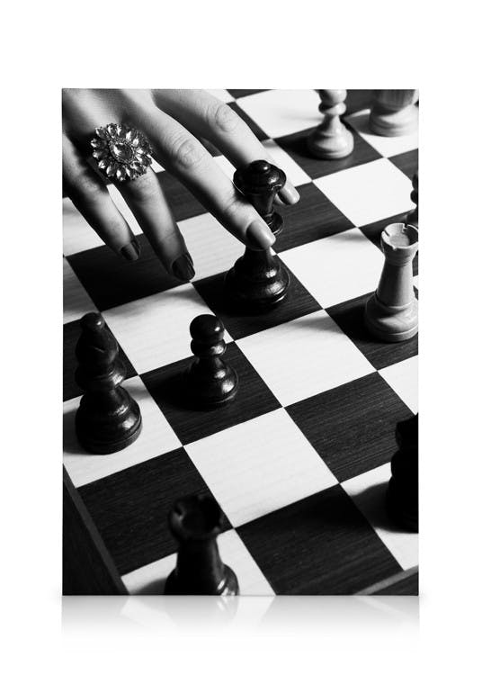 Chess Stampa su Tela (50x70 cm)- Bianco e nero