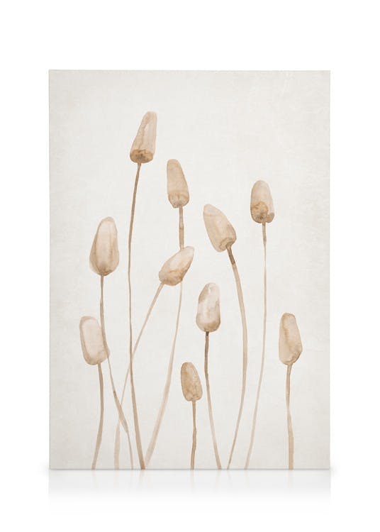 Watercolor Dried Plants Toile (50x70 cm - Cadre de chêne) - Plantes vertes