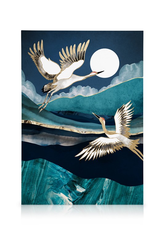 Midnight Cranes Canvas print - Kraanvogels in de lucht - desenio.nl