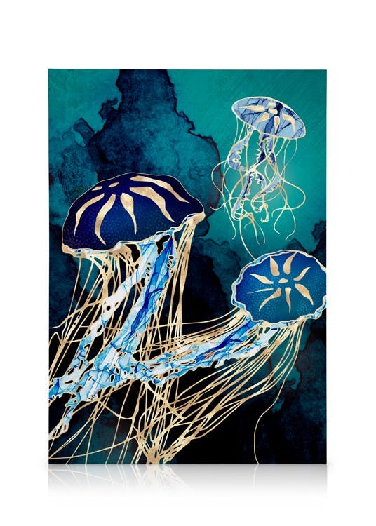 SpaceFrog Designs - Metallic Jellyfish III Toile (30x40 cm - Cadre noir) - Toiles