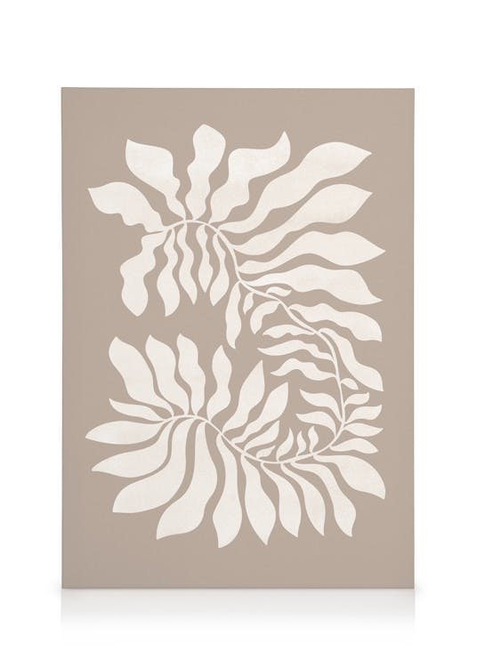 Canvas Prints Beige Graphic Plant Canvas print (50x70 cm - Black Frame)