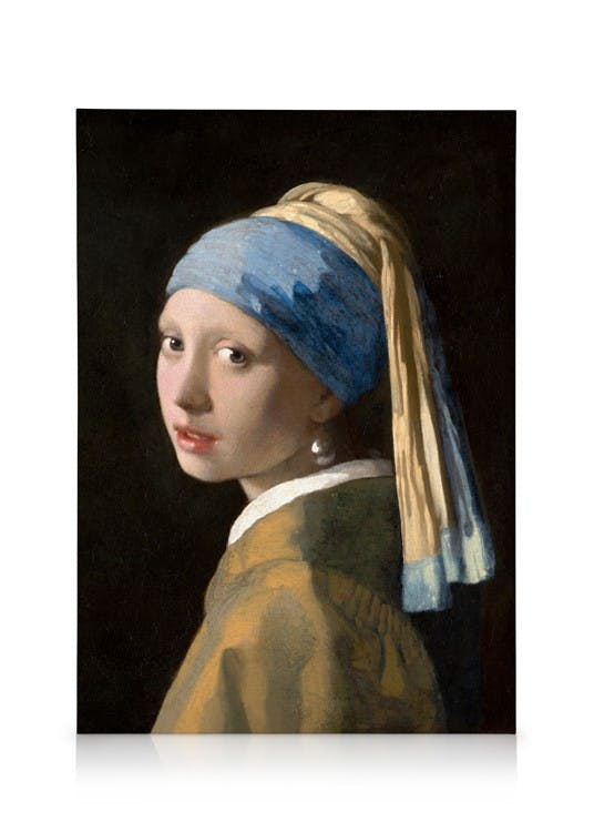 Canvas Schilderijen Johannes Vermeer - Girl with a Pearl Earring Canvas (50x70 cm - Fotolijst Eiken)
