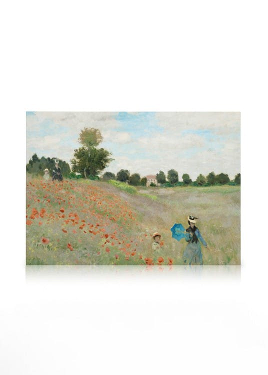 Canvas Prints Monet - The Poppy Field near Argenteuil Canvas print (30x40 cm - Black Frame)