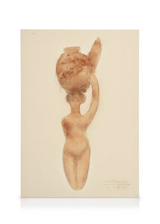 Canvas Prints Auguste Rodin - Nude Woman Carrying Vase on Head Canvas print (30x40 cm)
