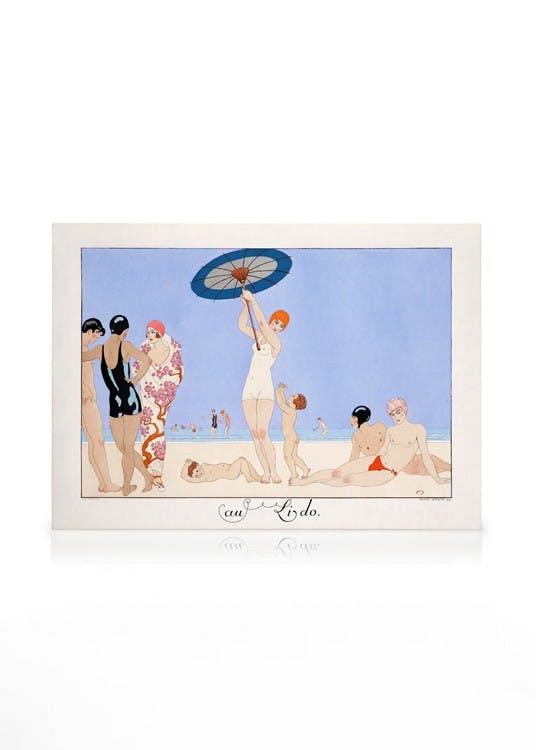 Canvas Schilderijen George Barbier - Au Lido Plate no.14 Canvas (30x40 cm - Fotolijst Zwart)