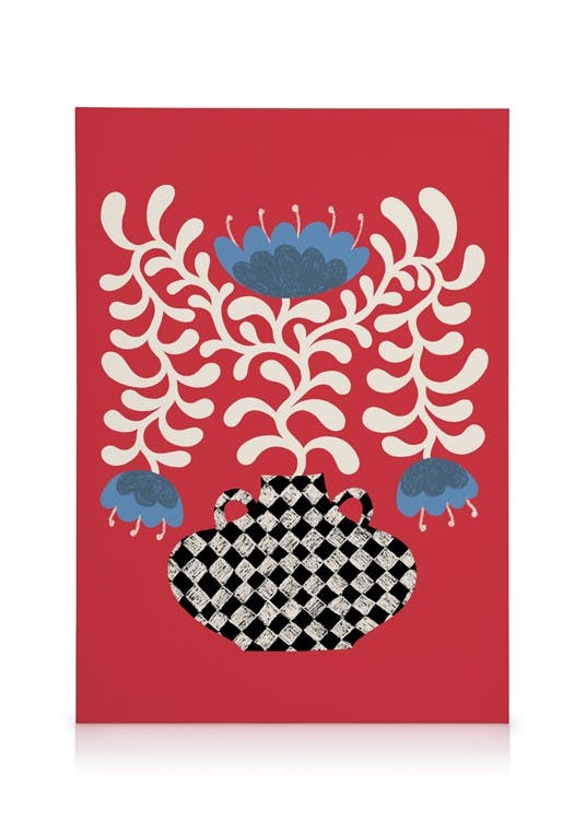 Obrazy na płótnie Vase à Carreaux No1 Obraz na płótnie (30x40 cm - Czarna ramka)