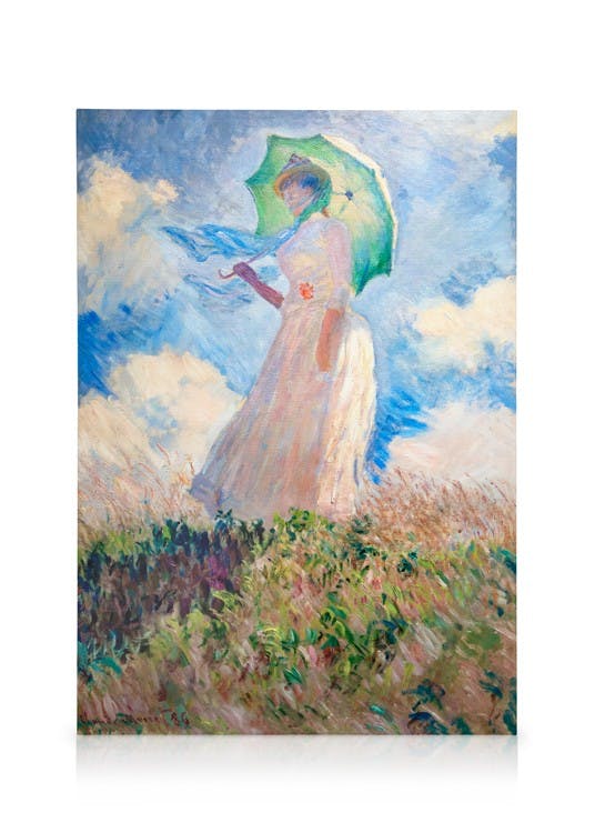Monet - Woman with a Parasol, facing left Toile (50x70 cm - Cadre noir) - Toiles