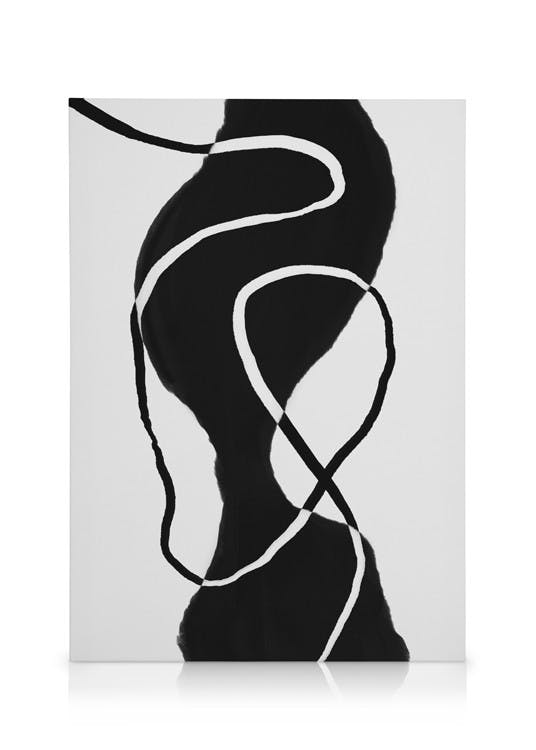 Black Abstract Shapes No1 Tableau sur toile (50x70 cm - Cadre de chêne) - Art abstrait